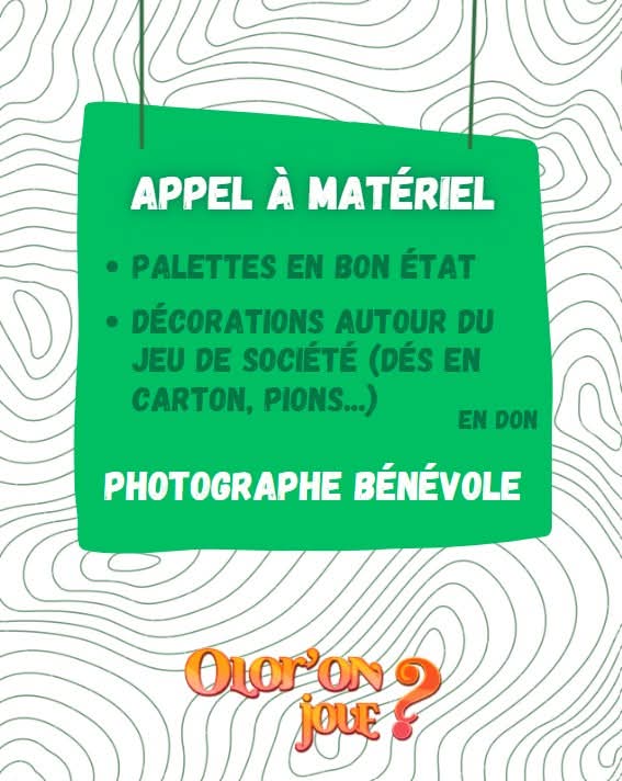 Lire la suite à propos de l’article Appel à materiel